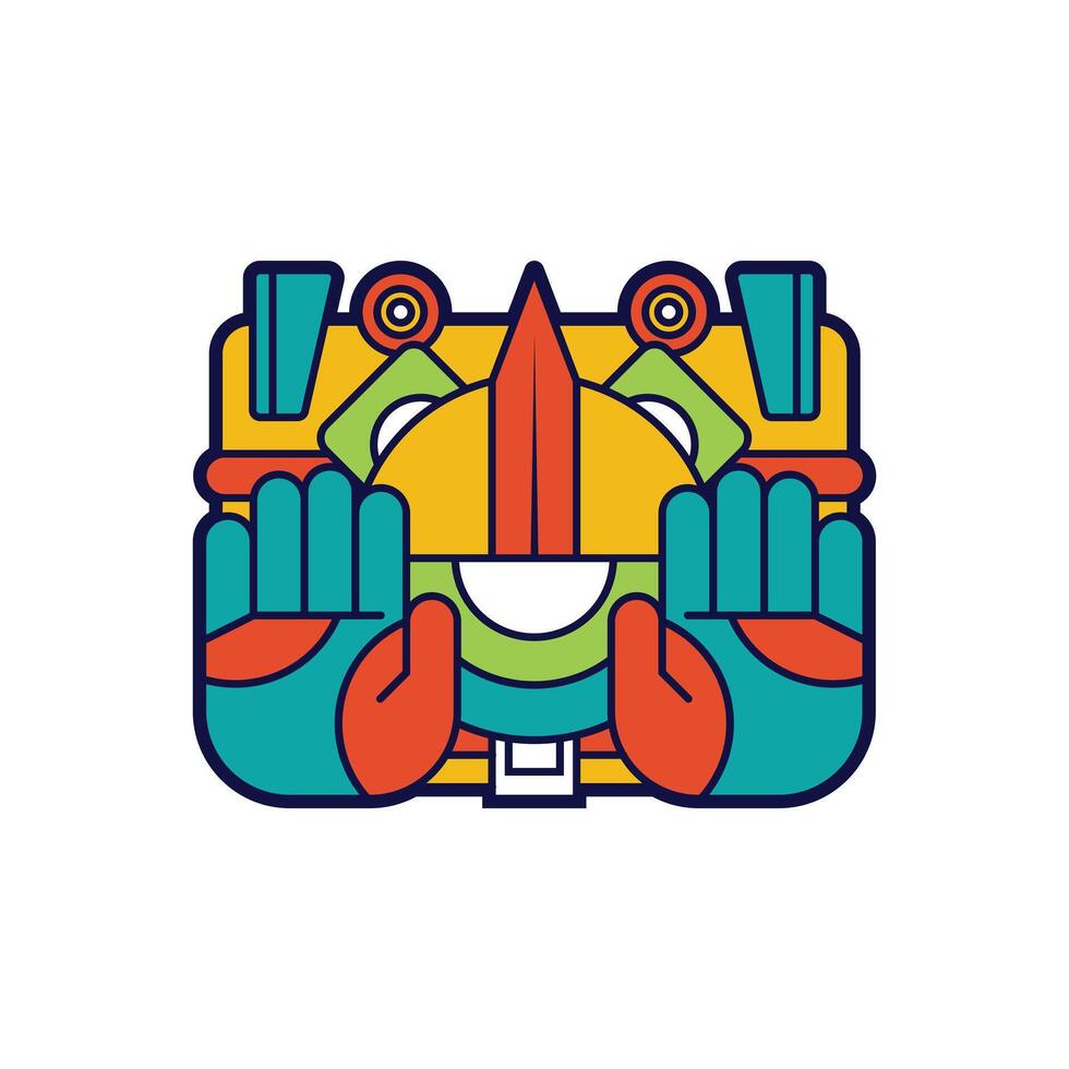 ilustrador logo modelo azteca personaje uno ojo vector