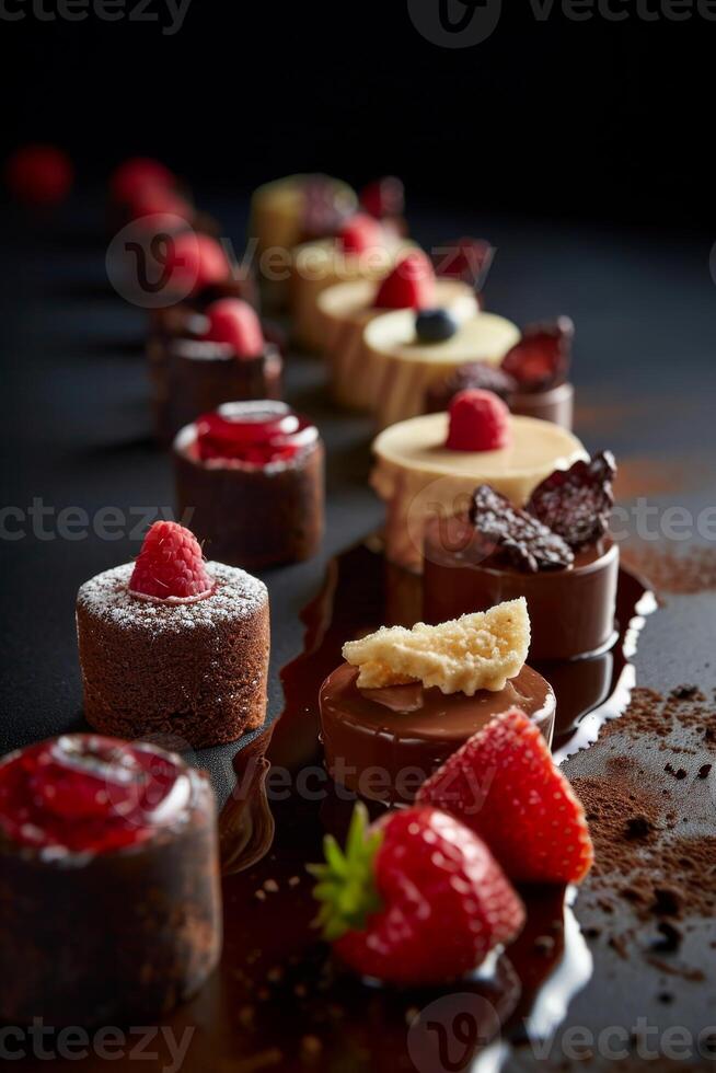 AI generated Sweet Italian dessert beautifully served. Stylish confectionery of high cuisine photo