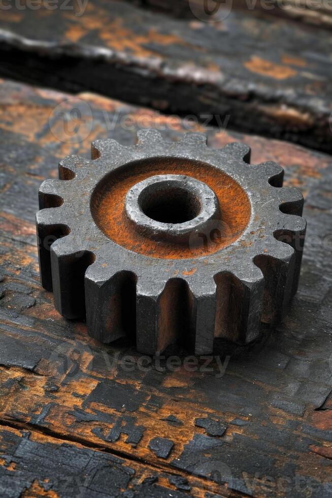 AI generated Details The gear is made of metal. Mechanical gears made of steel photo