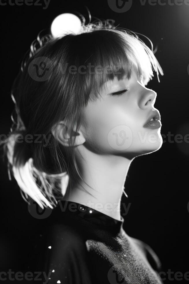 AI generated Portrait of a stylish fashionable girl in close-up photo