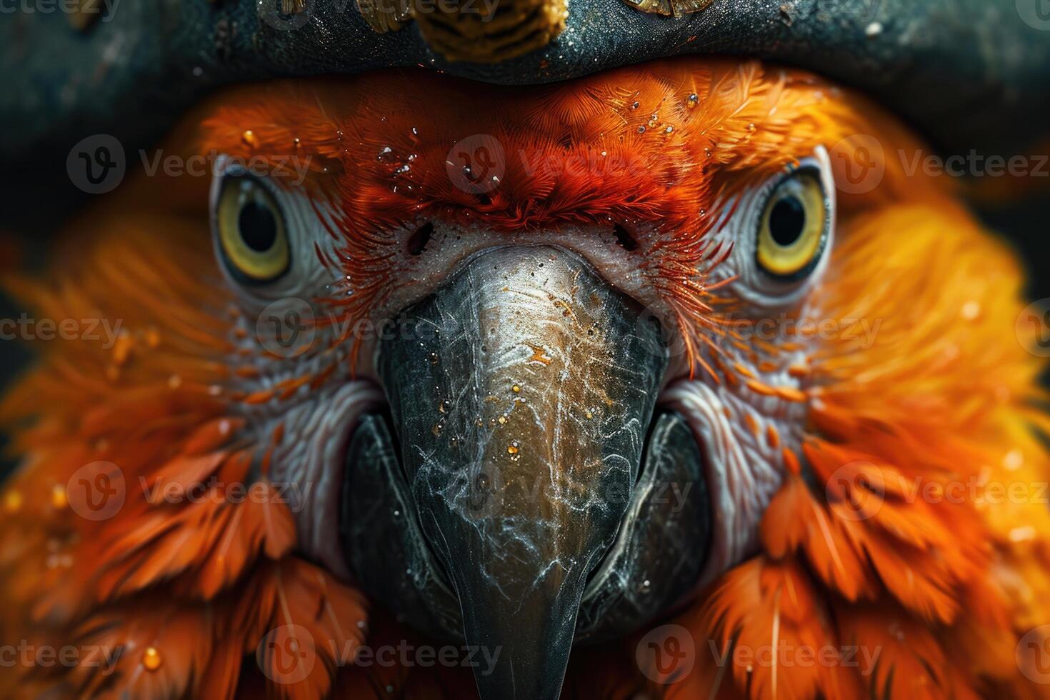 AI generated Portrait of a pirate macaw parrot against the background of nature photo