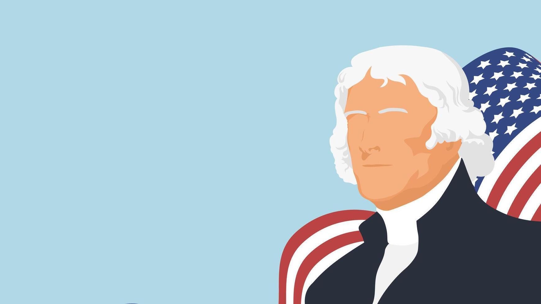 Thomas Jefferson vector ilustración con Estados Unidos bandera y Copiar espacio área. vector ilustración fondo, bandera, y póster