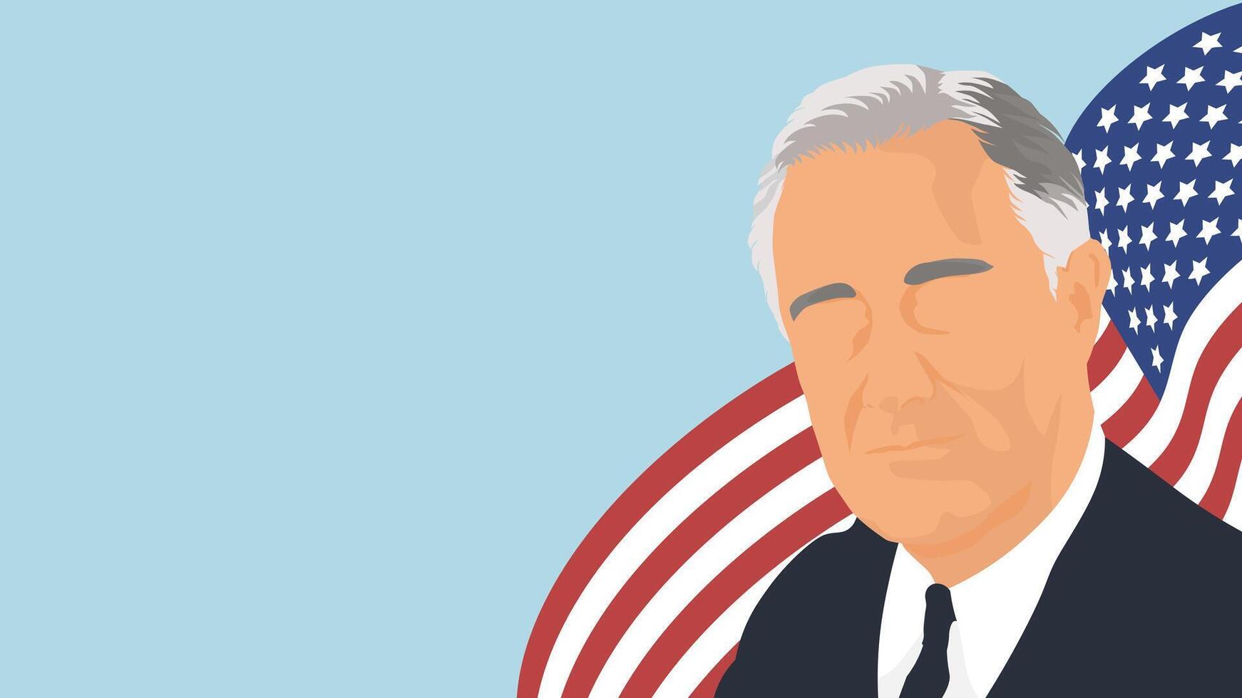 franklin d. Roosevelt vector color ilustración fondo, bandera, y póster de americano presidente. vector ilustración con Estados Unidos bandera y Copiar espacio zona