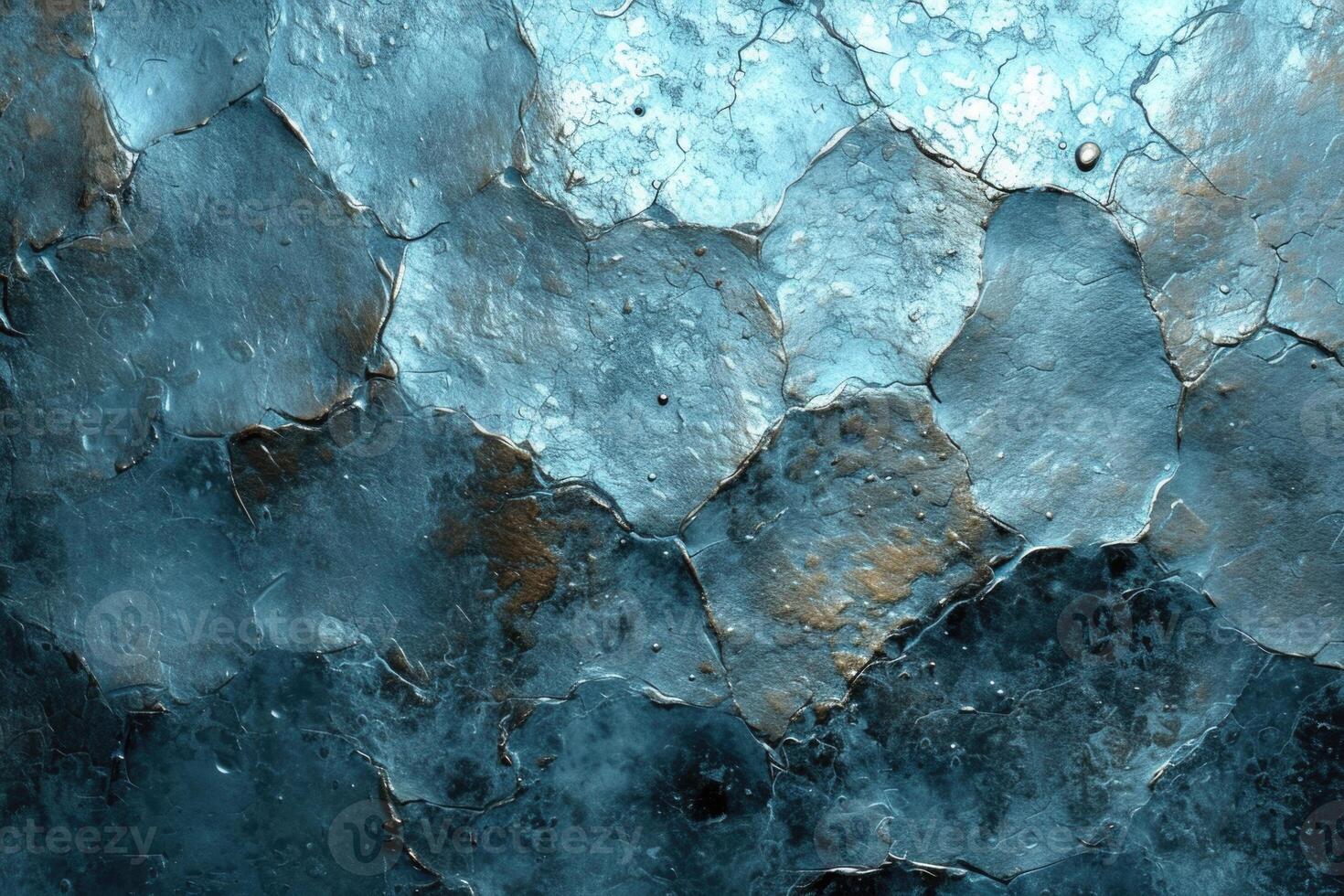 AI generated Aged metallic texture with a blue tint. The background is made of iron photo