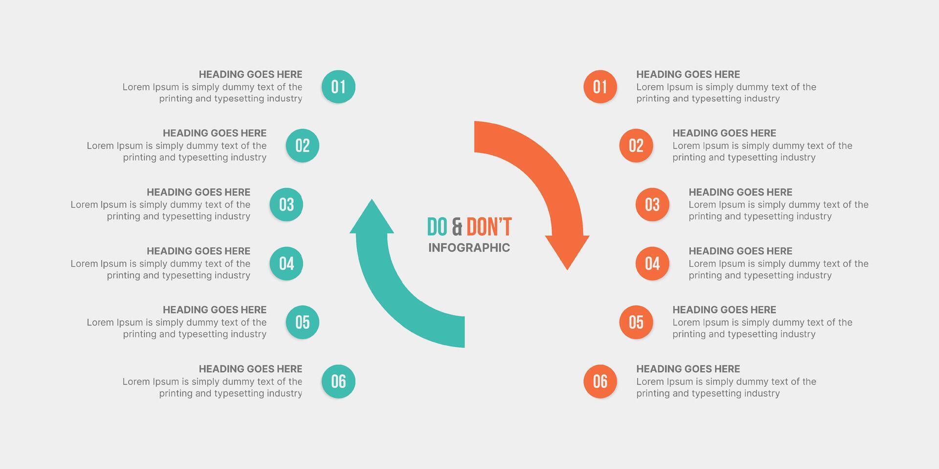 Dos and Don'ts, Pros and Cons, Comparison Infographic Design Template vector