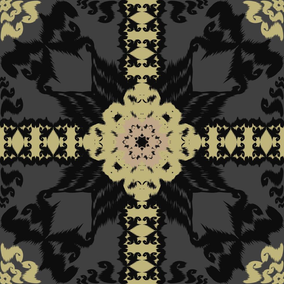 Abstract tribal ikat fabric pattern made from Asian geometric shapes. vector