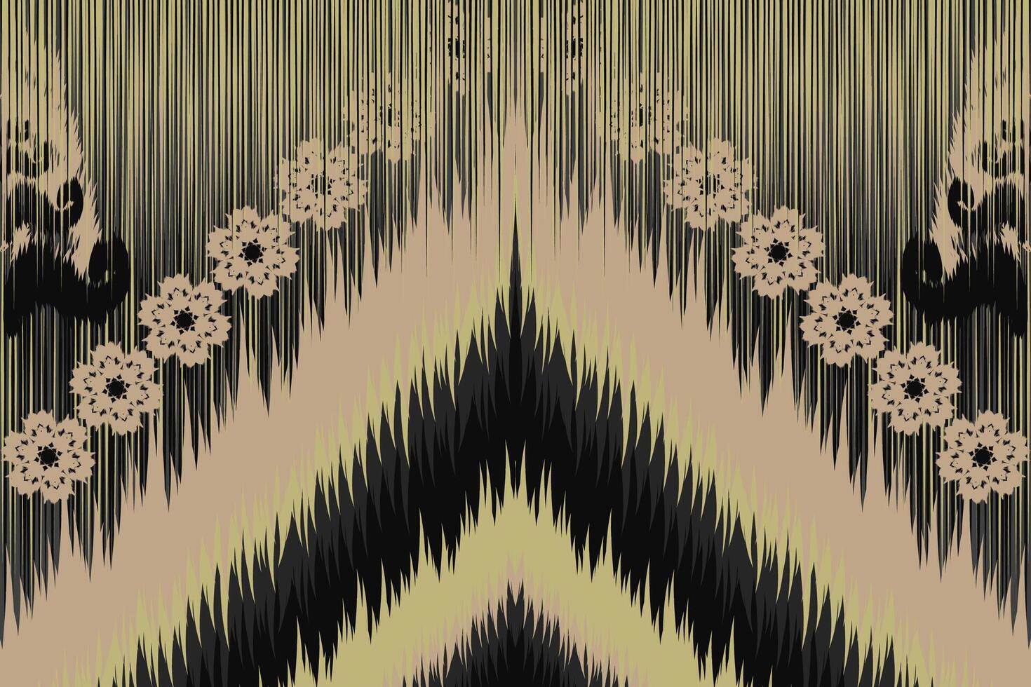 Abstract tribal ikat fabric pattern made from Asian geometric shapes. vector