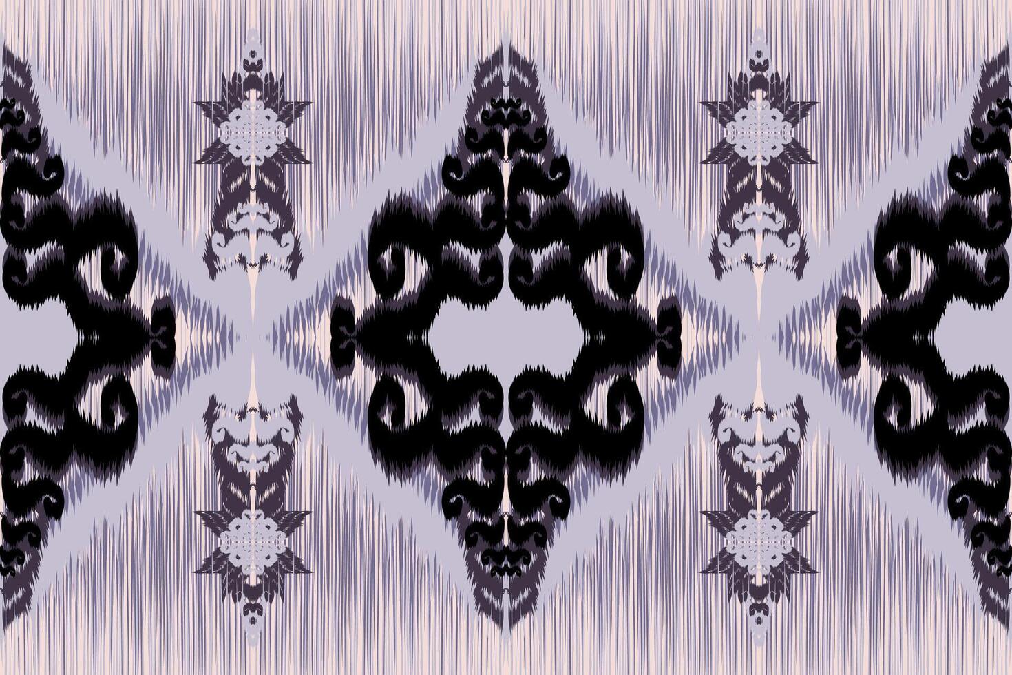 Abstract tribal ikat fabric pattern made from Asian geometric shapes. vector