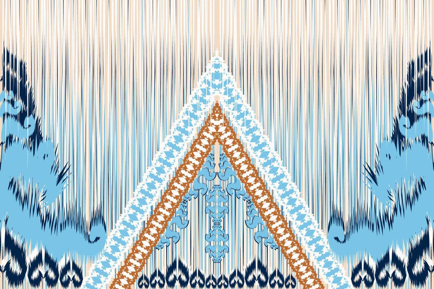 Abstract tribal ikat fabric pattern made from Asian geometric shapes. vector