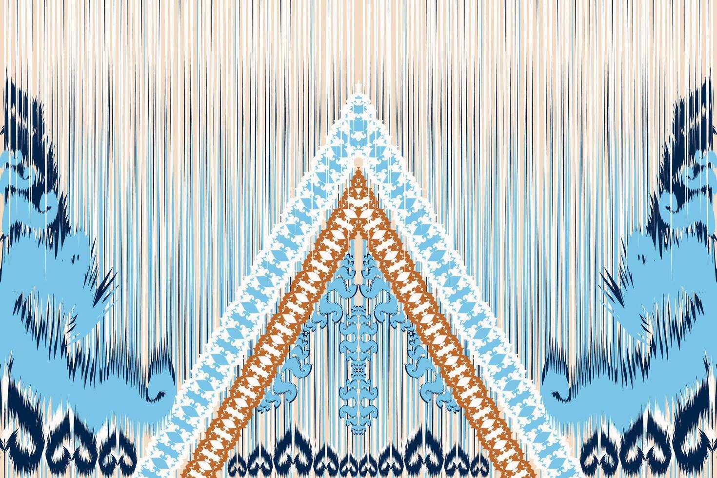 Abstract tribal ikat fabric pattern made from Asian geometric shapes. vector