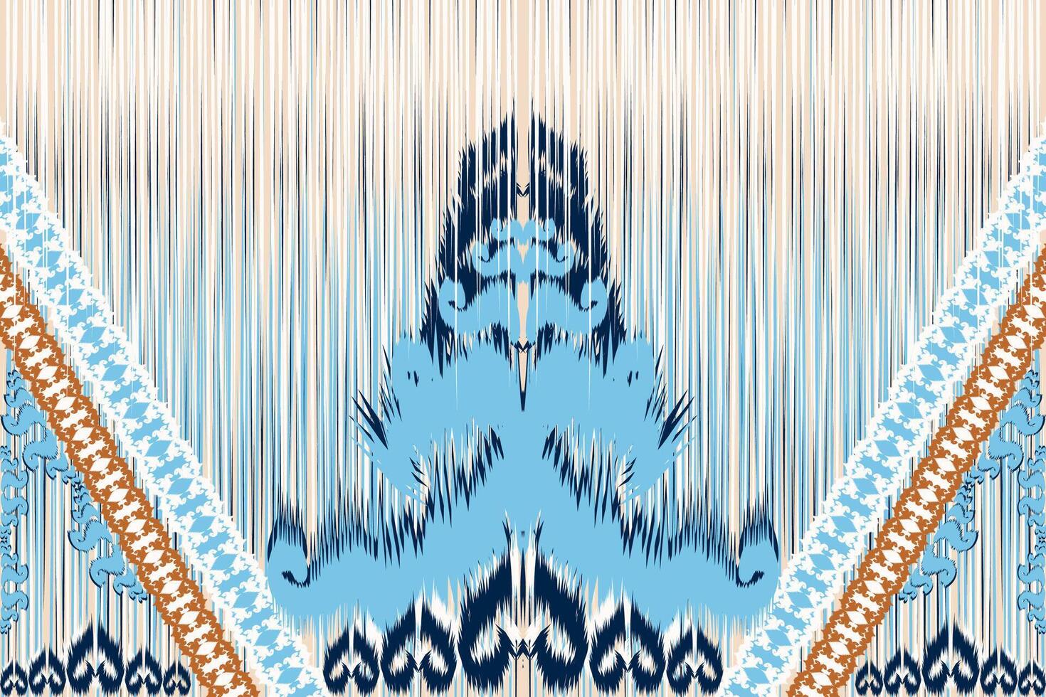 Abstract tribal ikat fabric pattern made from Asian geometric shapes. vector