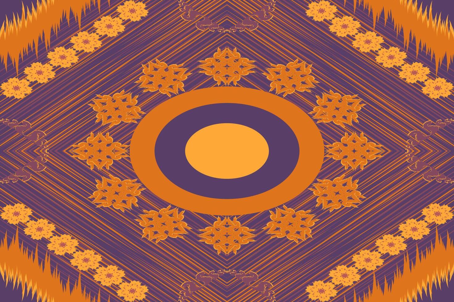 Abstract tribal ikat fabric pattern made from Asian geometric shapes. vector