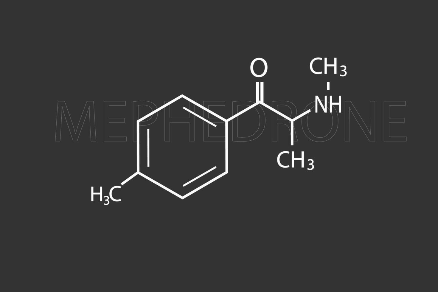 mefedrona molecular esquelético químico fórmula vector