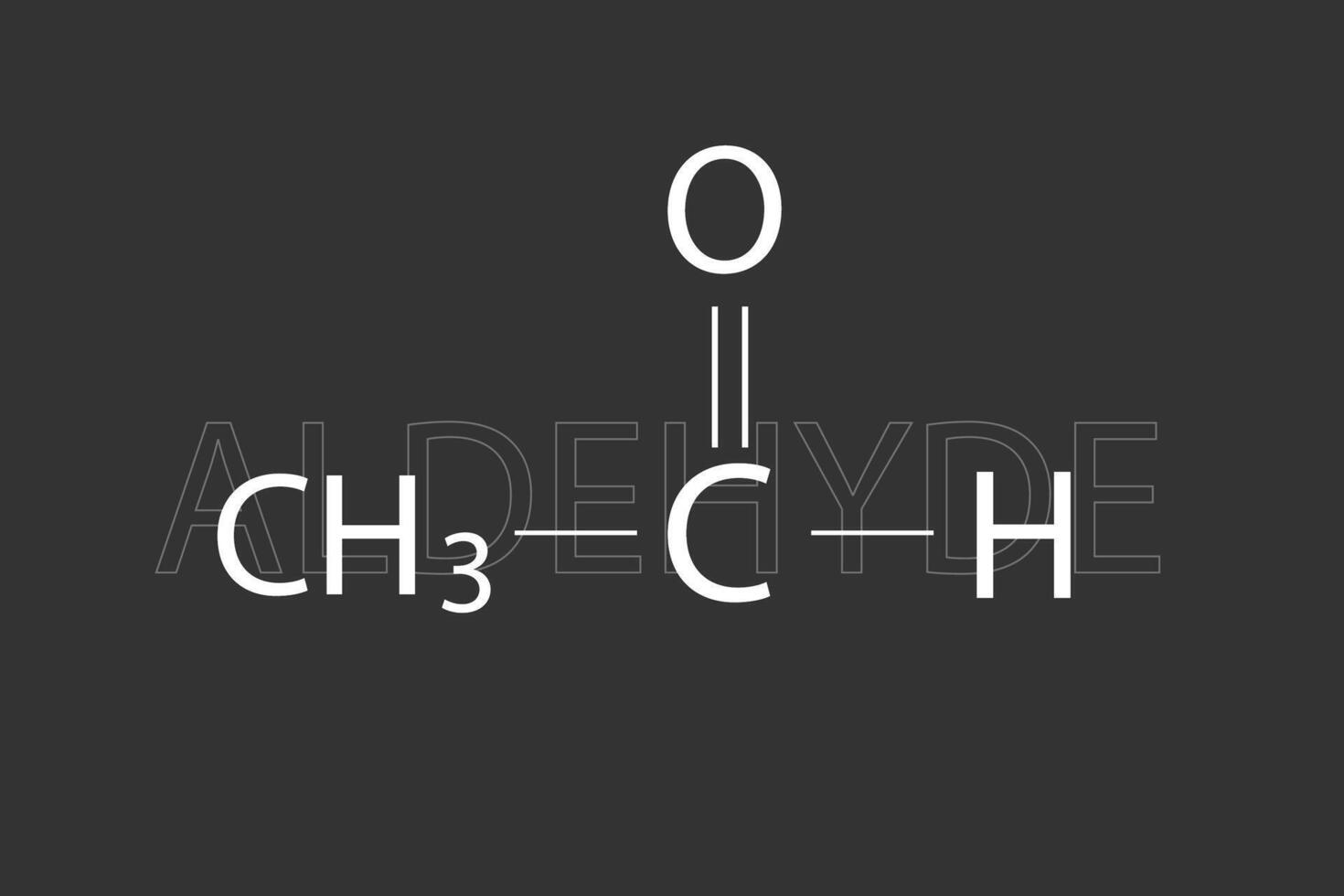 aldehído molecular esquelético químico fórmula vector