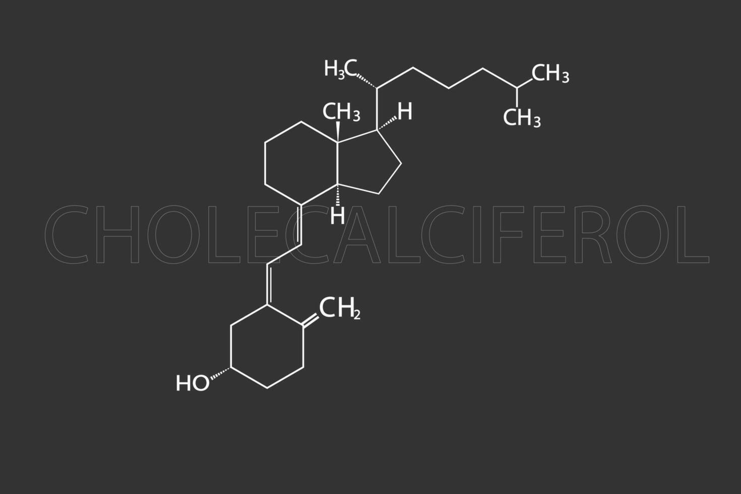 colecalciferol molecular esquelético químico fórmula vector