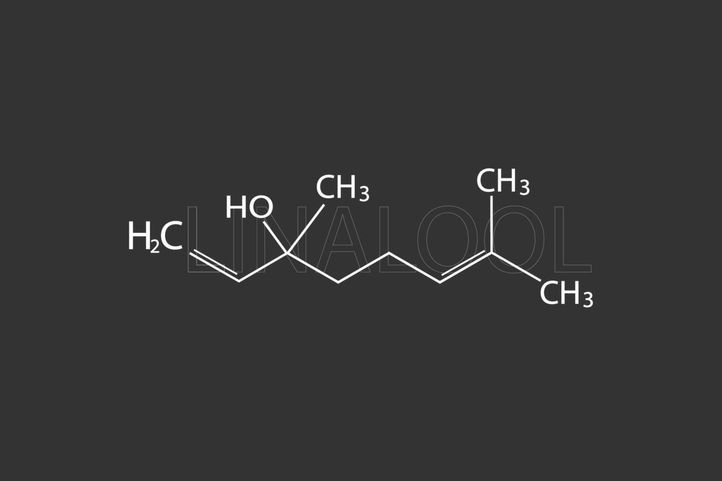 linalol molecular esquelético químico fórmula vector