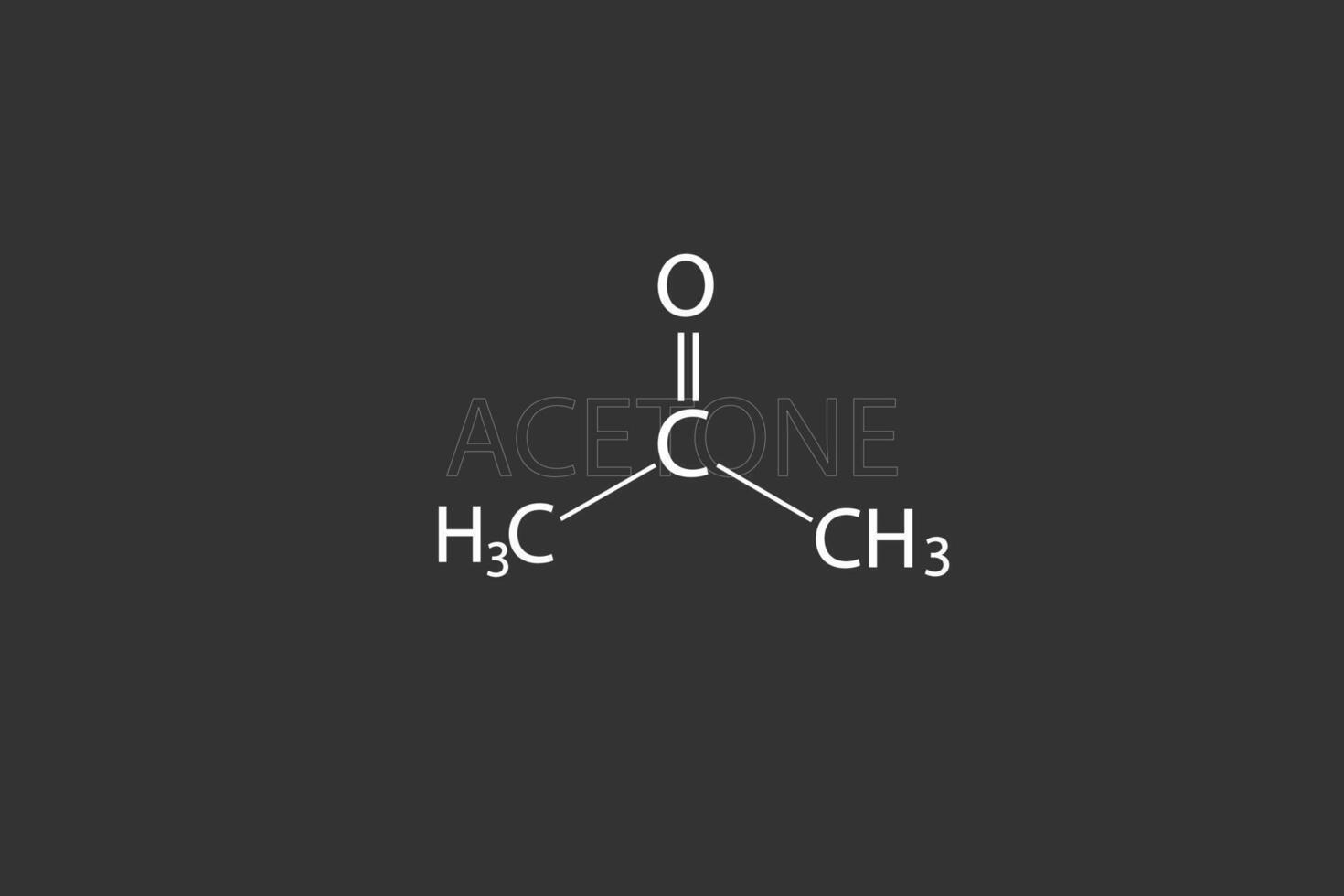 Acetone molecular skeletal chemical formula vector