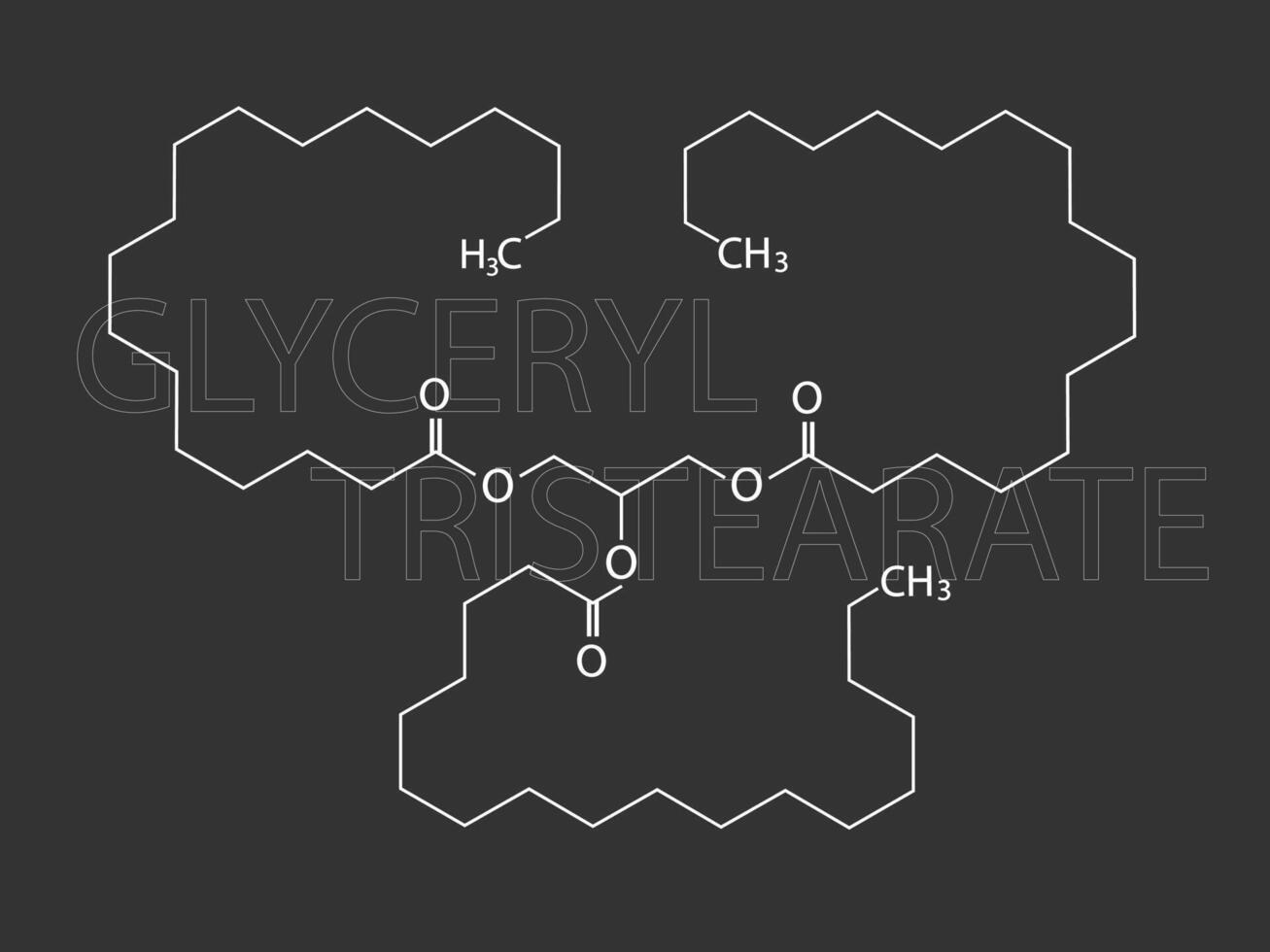 glicerilo triestearato molecular esquelético químico fórmula vector