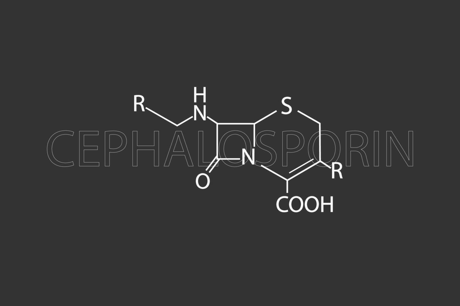 cefalosporina molecular esquelético químico fórmula vector