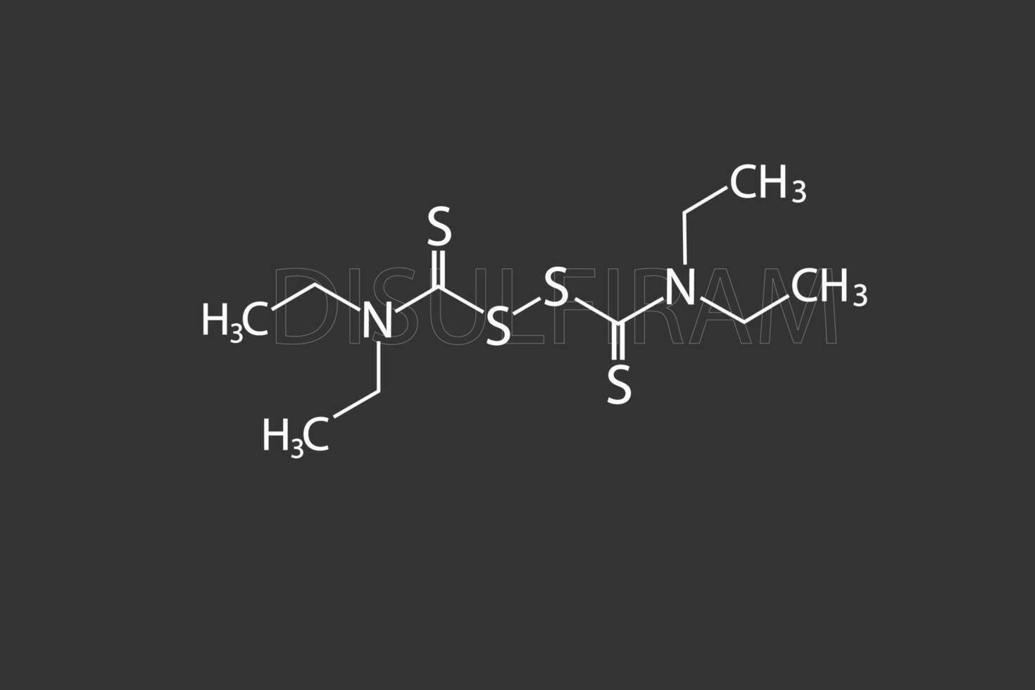 disulfiram molecular esquelético químico fórmula vector