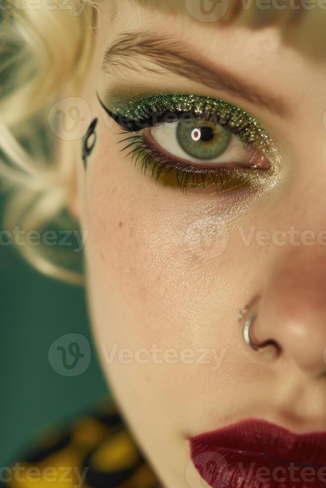 AI generated Portrait of a stylish fashionable girl in close-up photo