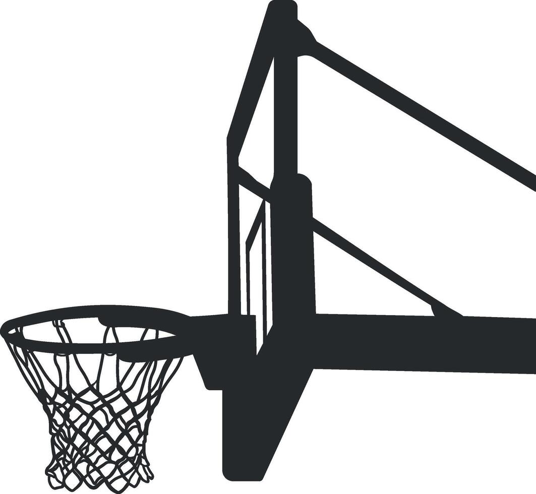 black silhouette of a basketball hoop without background vector