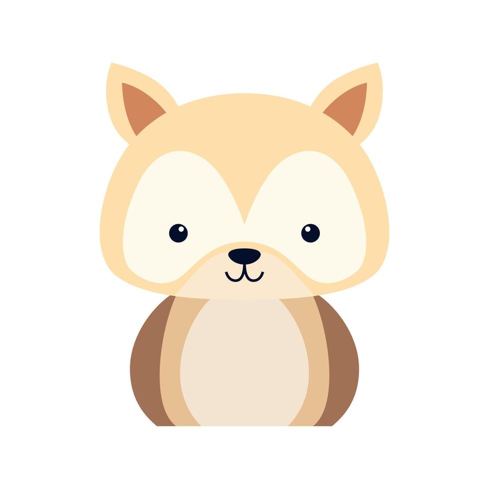 Cute fox animal sticker. Cute animal face cartoon vector illustration