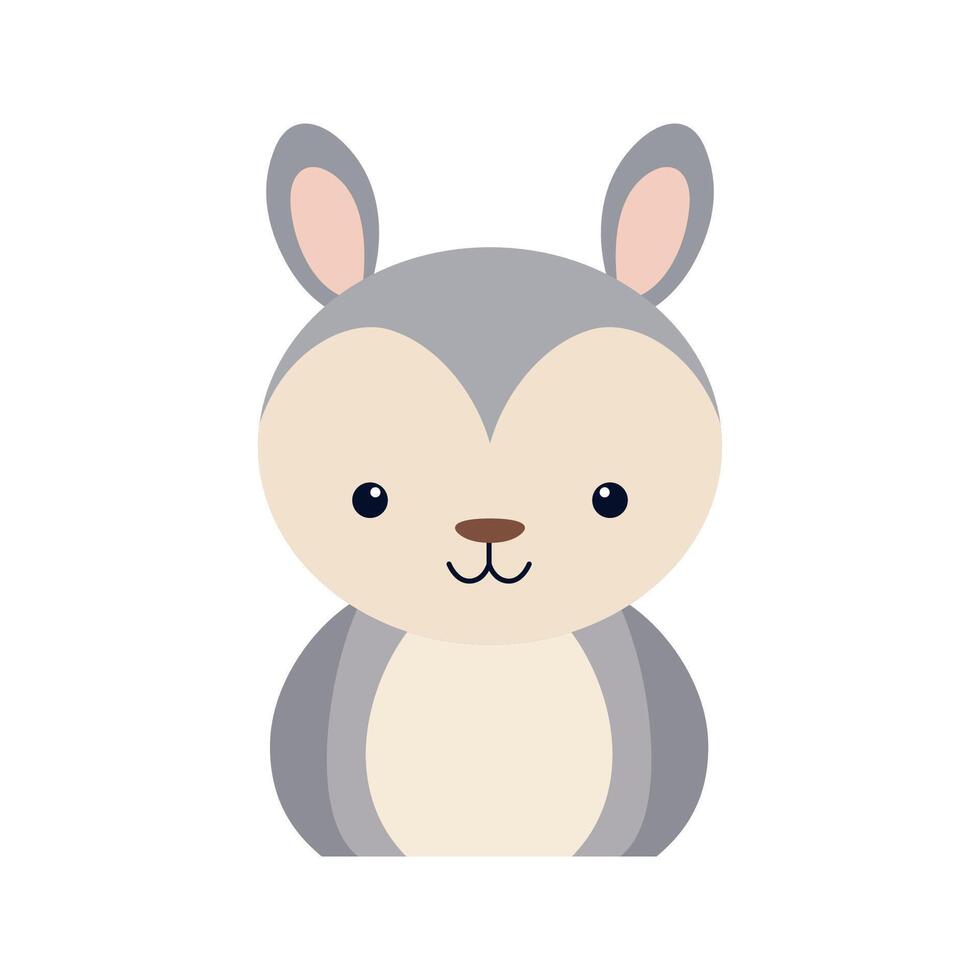 Cute rabbit animal sticker. Cute animal face cartoon vector illustration