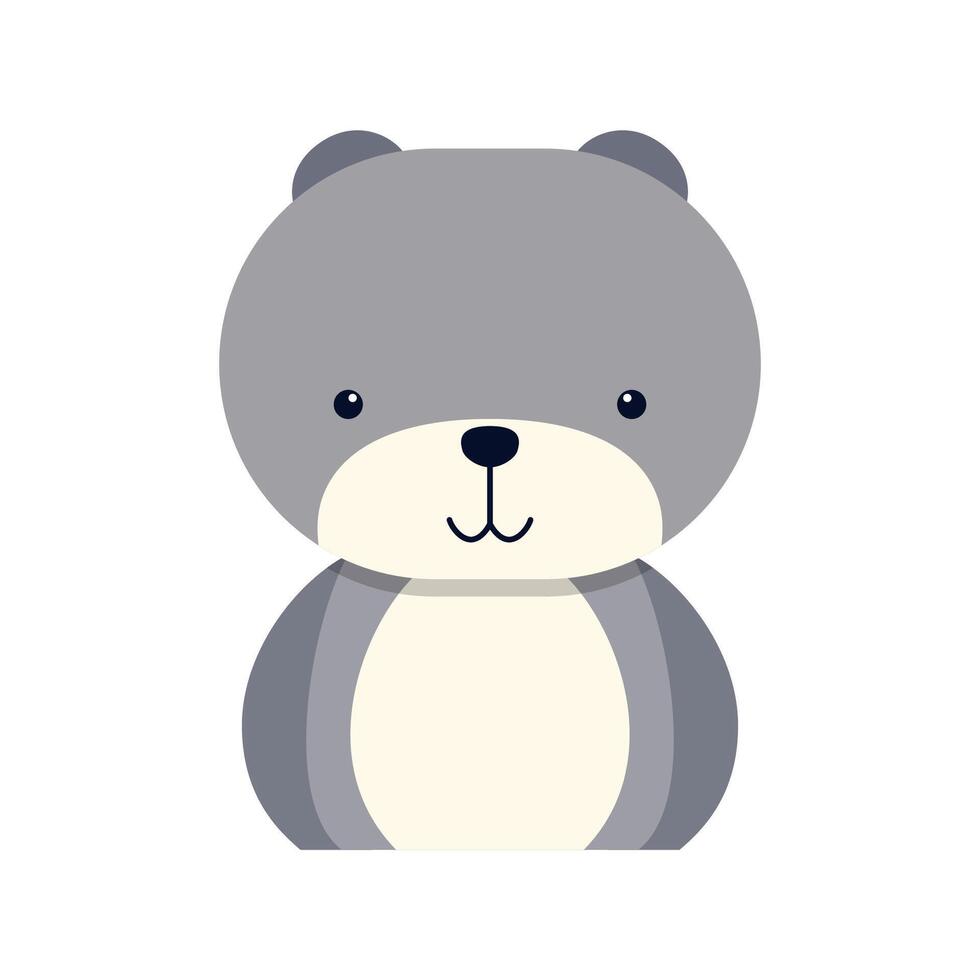Cute bear animal sticker. Cute animal face cartoon vector illustration