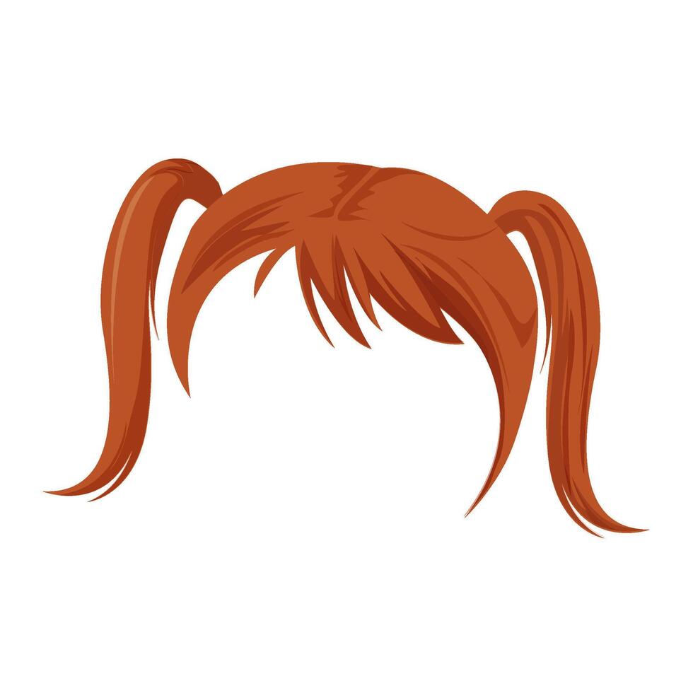 Two Ponytails Hairstyle Wig Vector Illustration