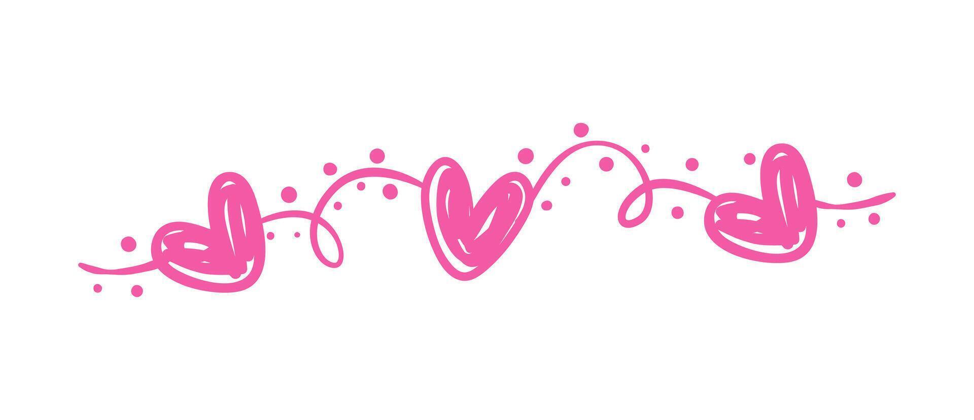 Pink Sketch Hearts Border vector