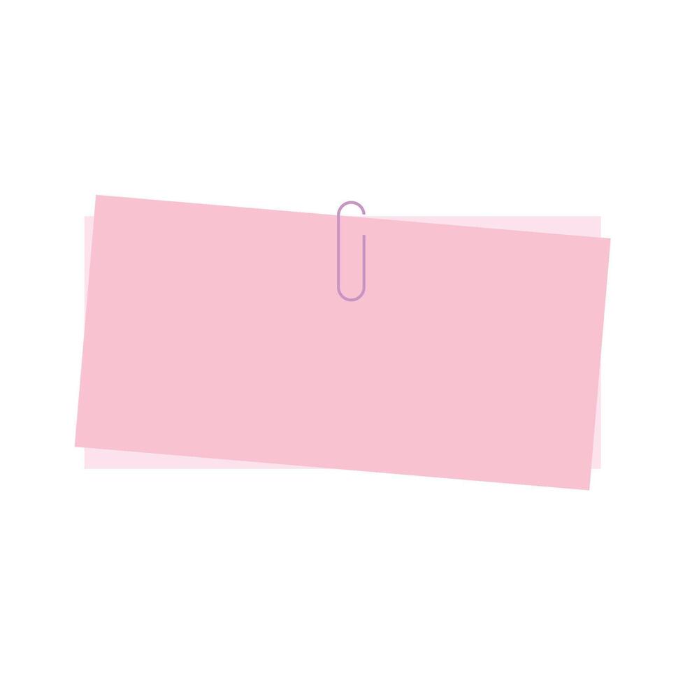 Pink Paper Note With Clip Vector Illustration