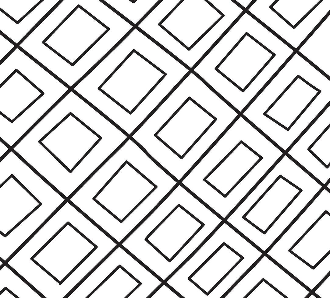 Black And White Hand Drawn Rectangle Line Pattern Background vector