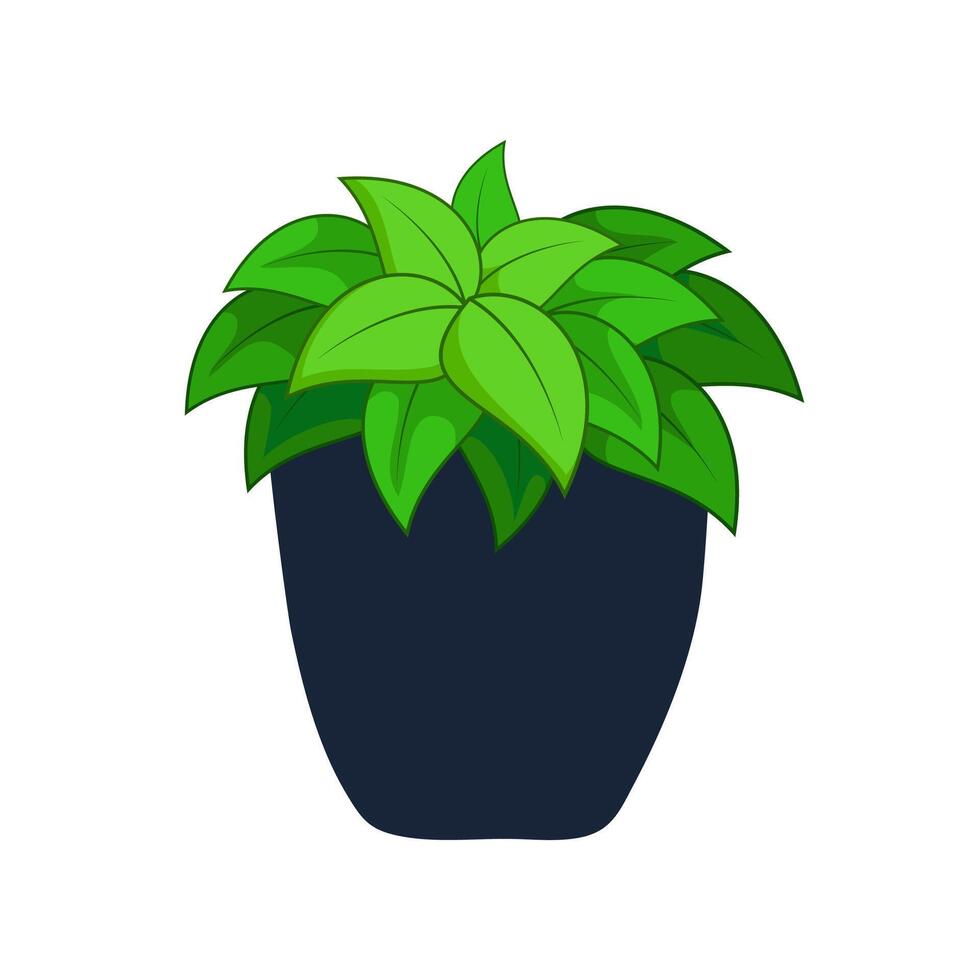 Green Potted Plant Icon Vector Illustration