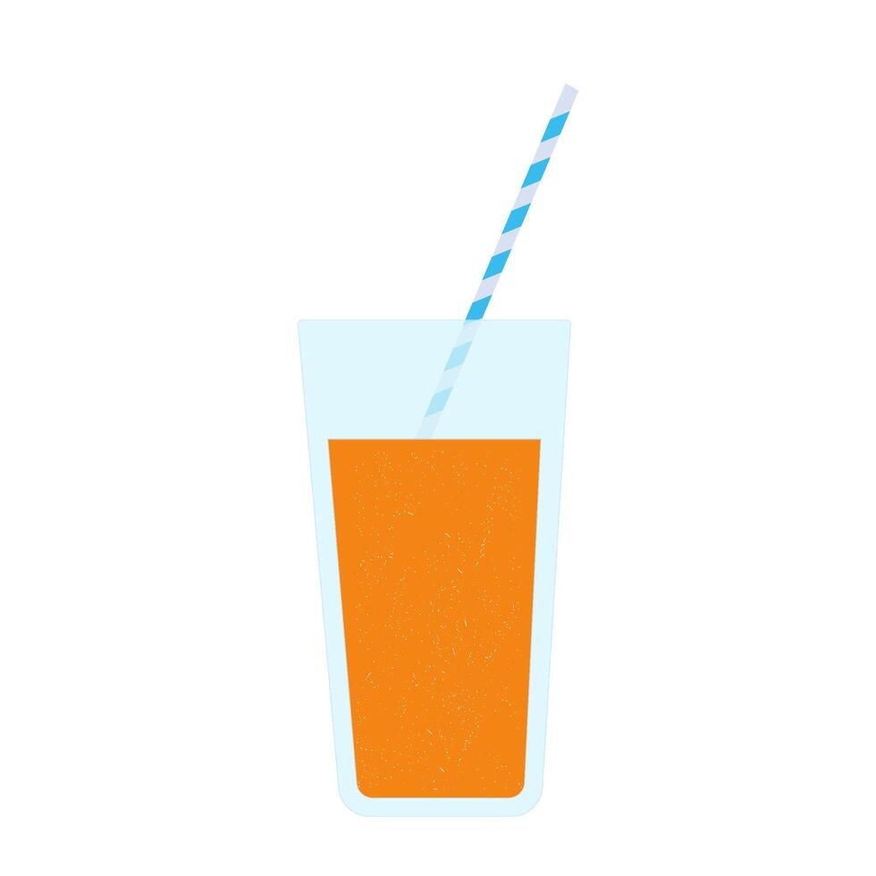 Orange Juice Glass With Striped Straw Icon Vector Illustration