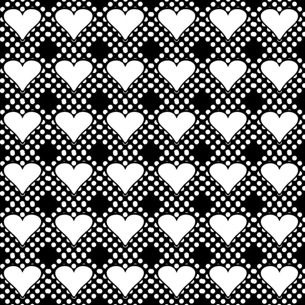 negro y blanco corazones y polca puntos modelo antecedentes vector ilustración