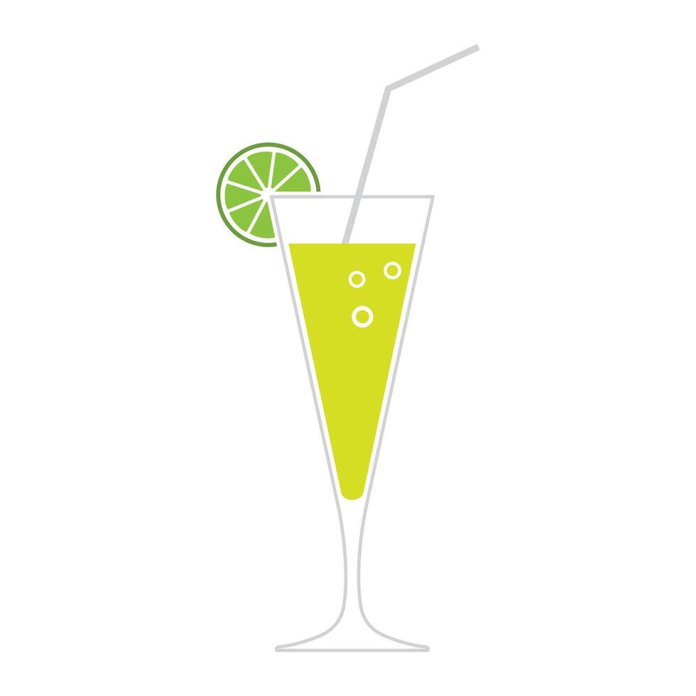 Glass Of Lemonade With A Lemon Half Sliced Vector Illustration