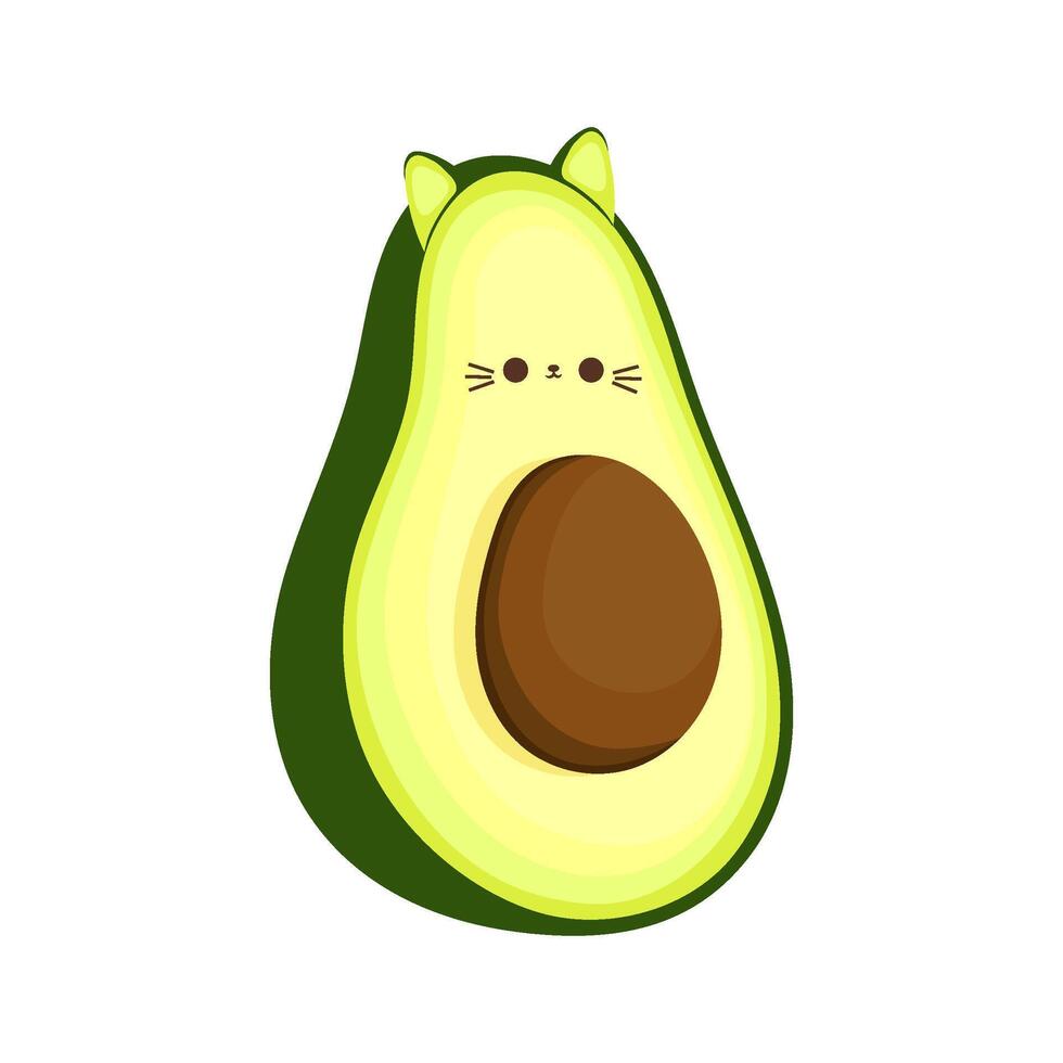 Cat Avocado Icon Vector Illustration