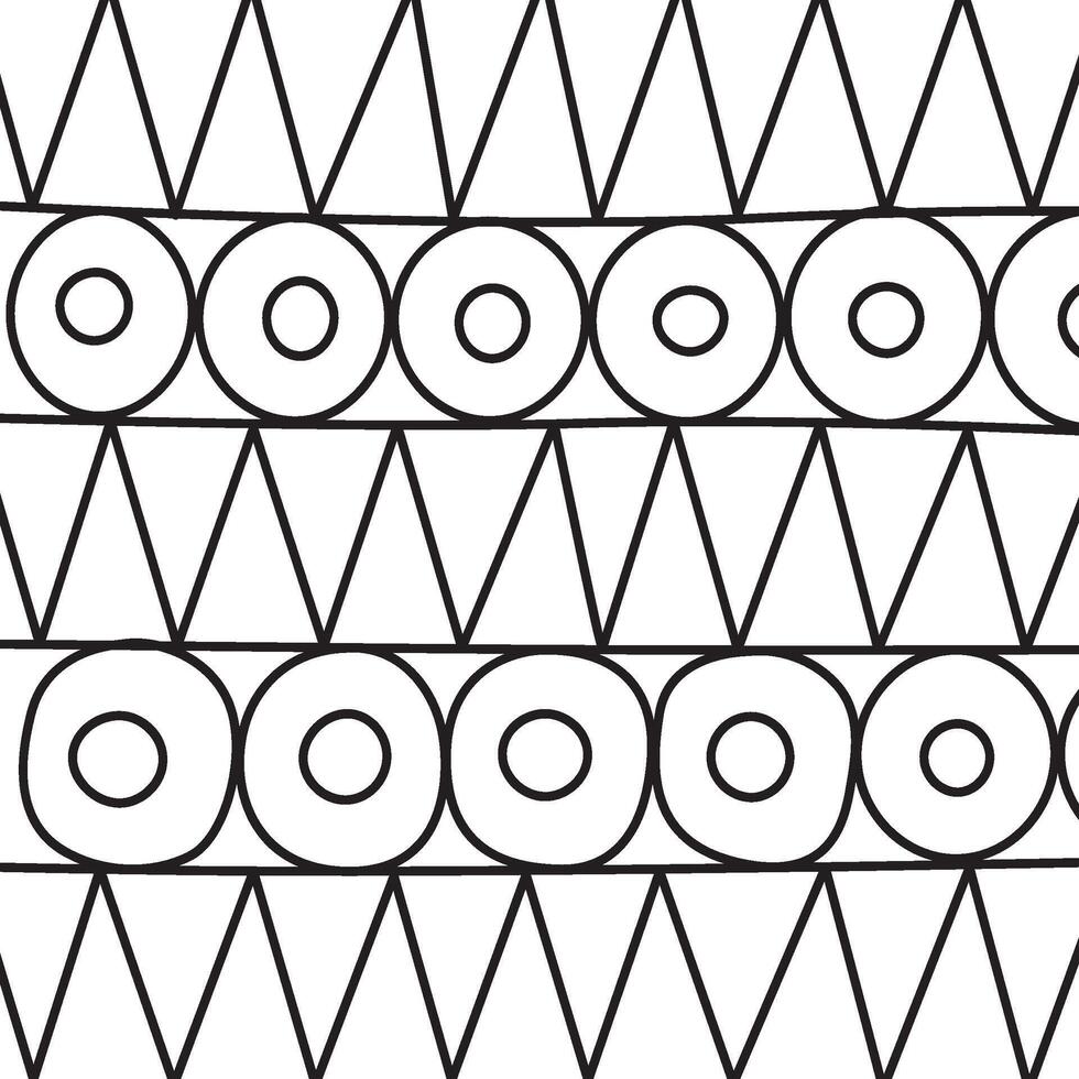 Black And White Hand Drawn Abstract Circle Zigzag Linear Pattern Background vector