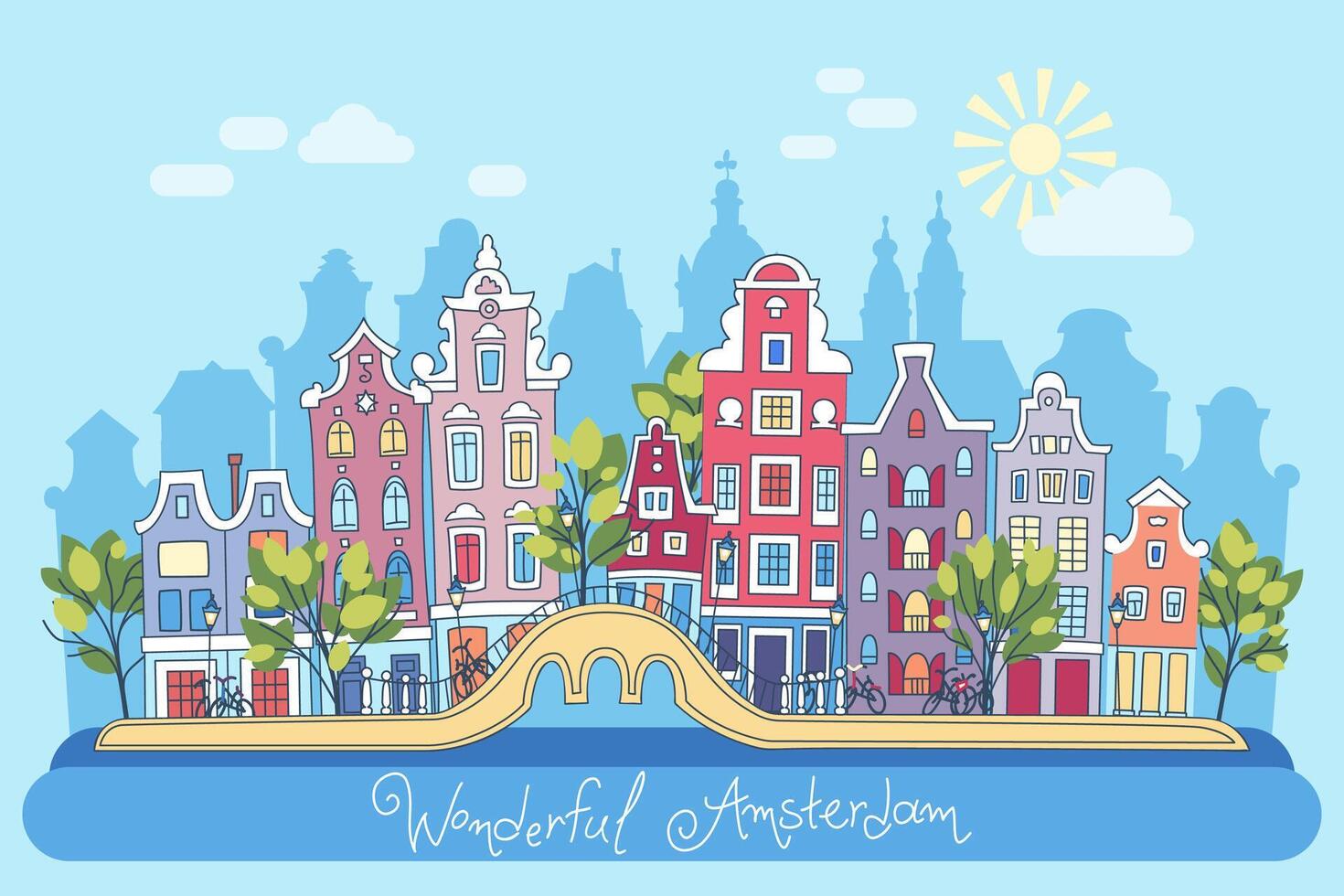 Spring Amsterdam street banner vector