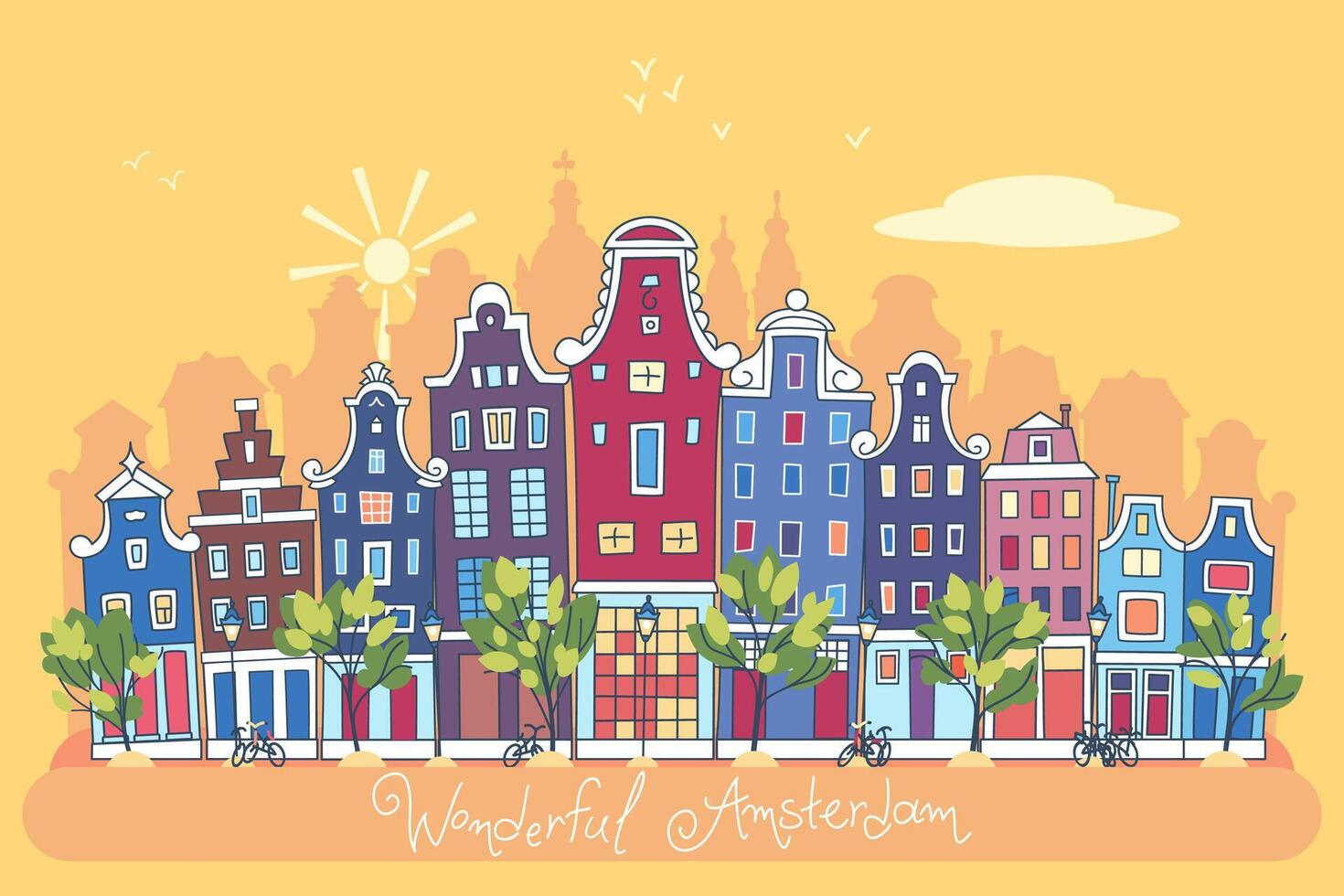 Spring Amsterdam street banner vector