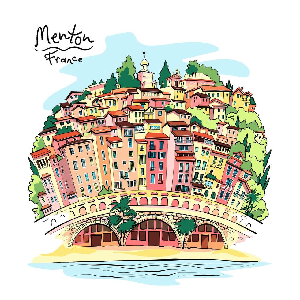 Provencal house, Menton, France vector