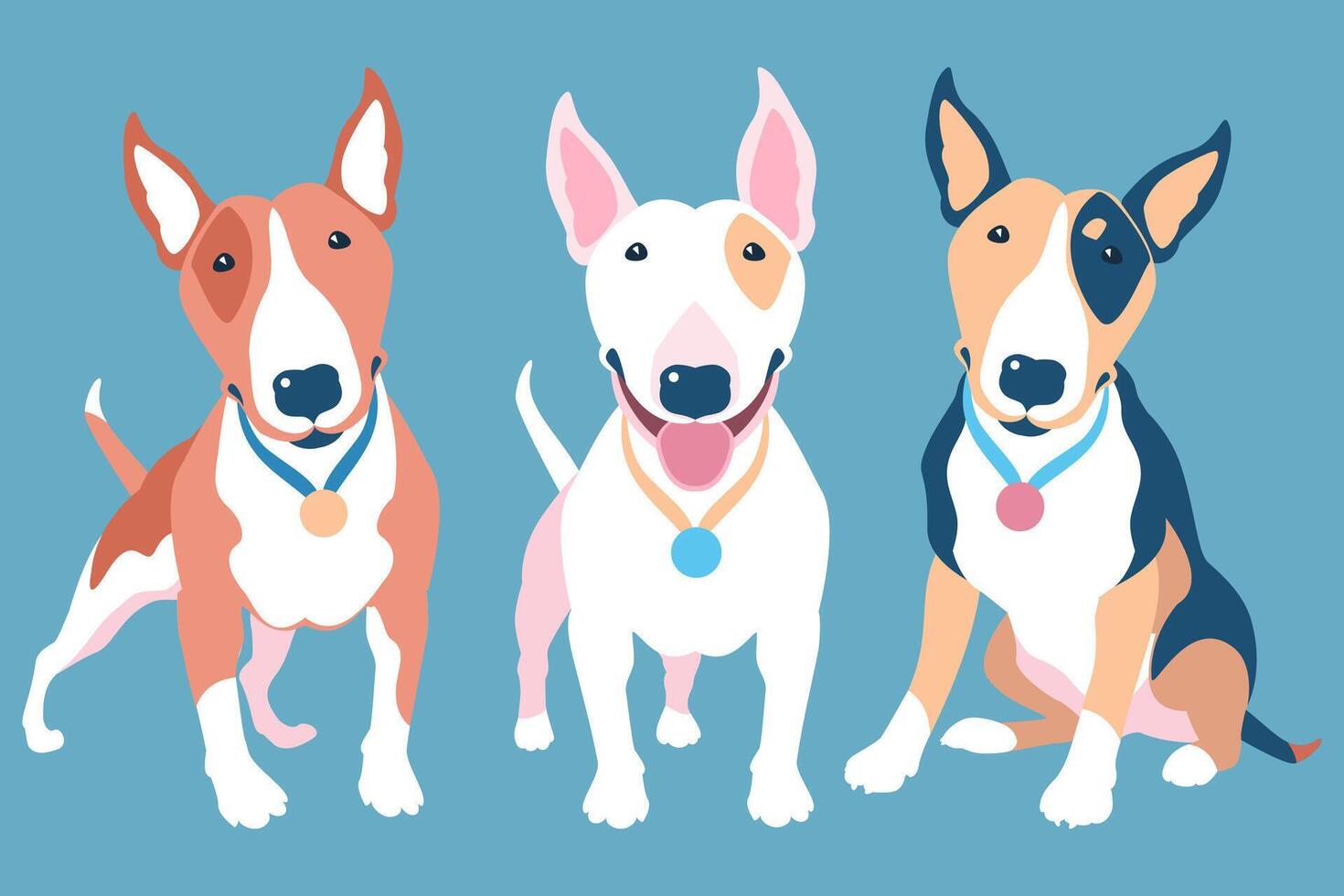 Vector set of Bull terier dog