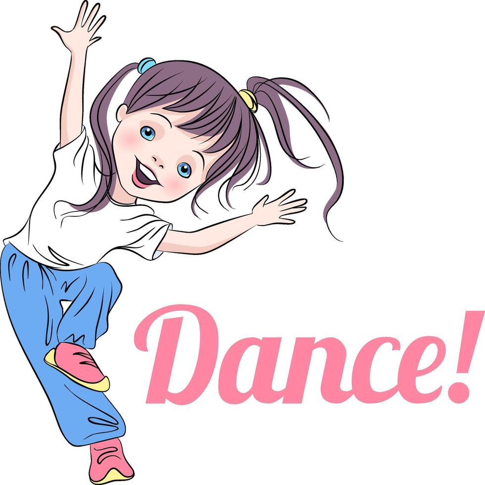 Vector baby girl dancing