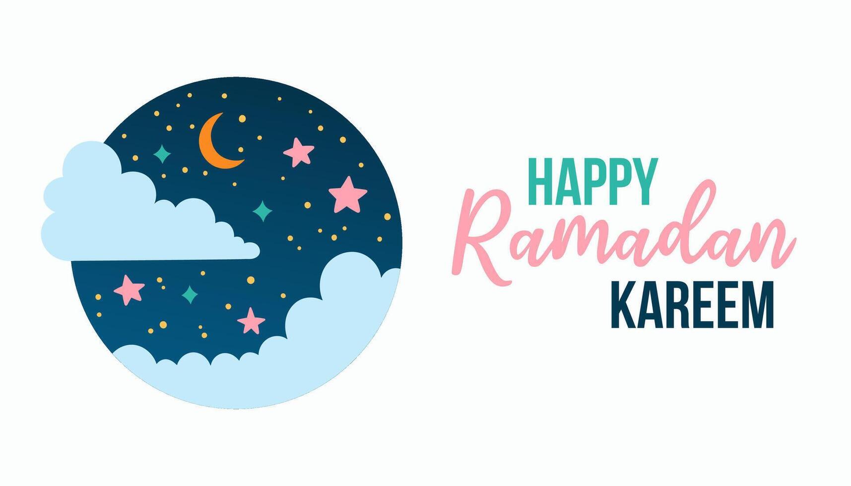 Ramadan Kareem poster, holiday cover. Islamic greeting card, banner template. Trendy beautiful design. Vector illustration