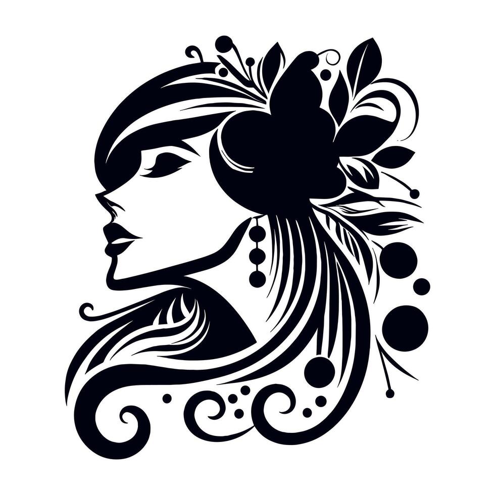 AI generated Vector woman clothing store fashion and beauty logo illustration