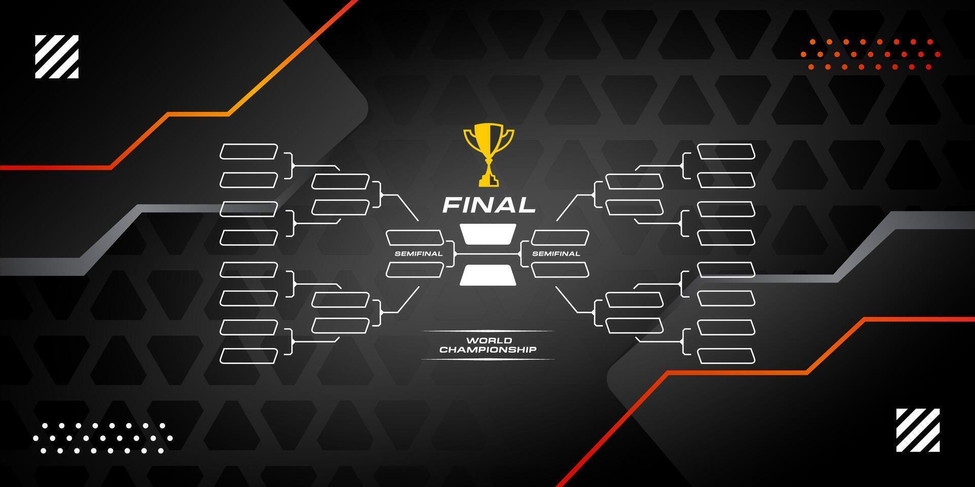 competition bracket vector with golden cup. sport game tournament championship contest stage layout, elimination bracket board chart vector with champion trophy prize icon illustration