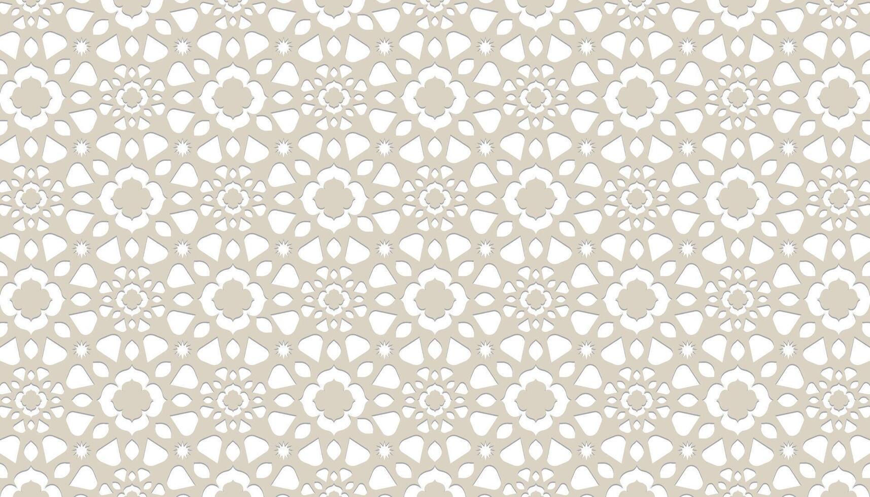 Arábica modelo Ramadán Mubarak musulmán estrella modelo simple. flor cuadrado diseño. islámico modelo antecedentes. circulo modelo islámico flor vector. oro, blanco textura antecedentes vector