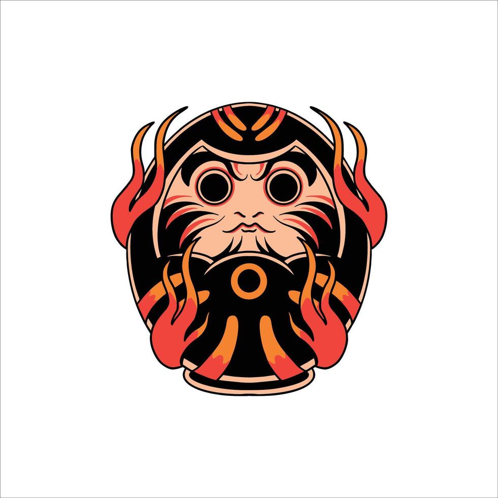 black daruma tattoo vector design