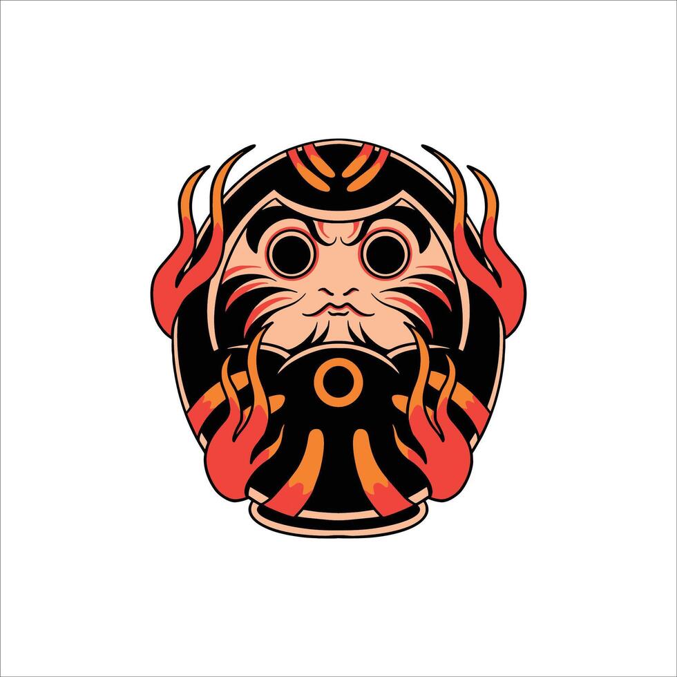 negro daruma tatuaje vector diseño